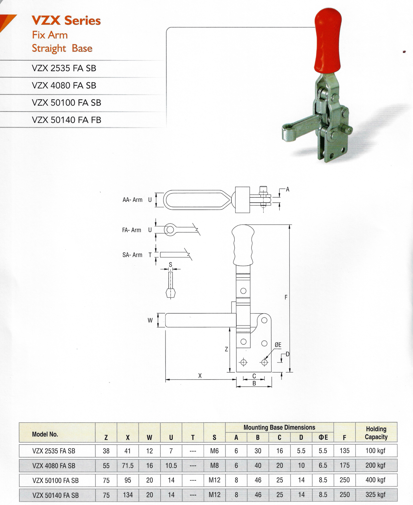 Strong Grip VZX-4080-AA-FB Vertical Hold-Down Toggle Clamp | 440 lb